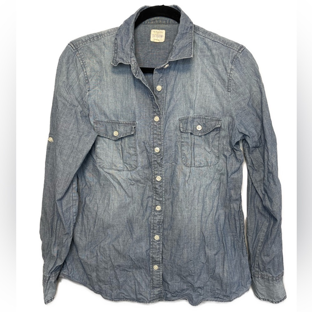 J.Crew Chambray Button Down Denim Shirt Sz S